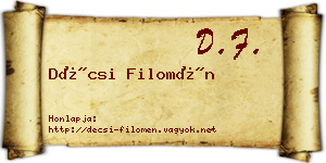 Décsi Filomén névjegykártya
